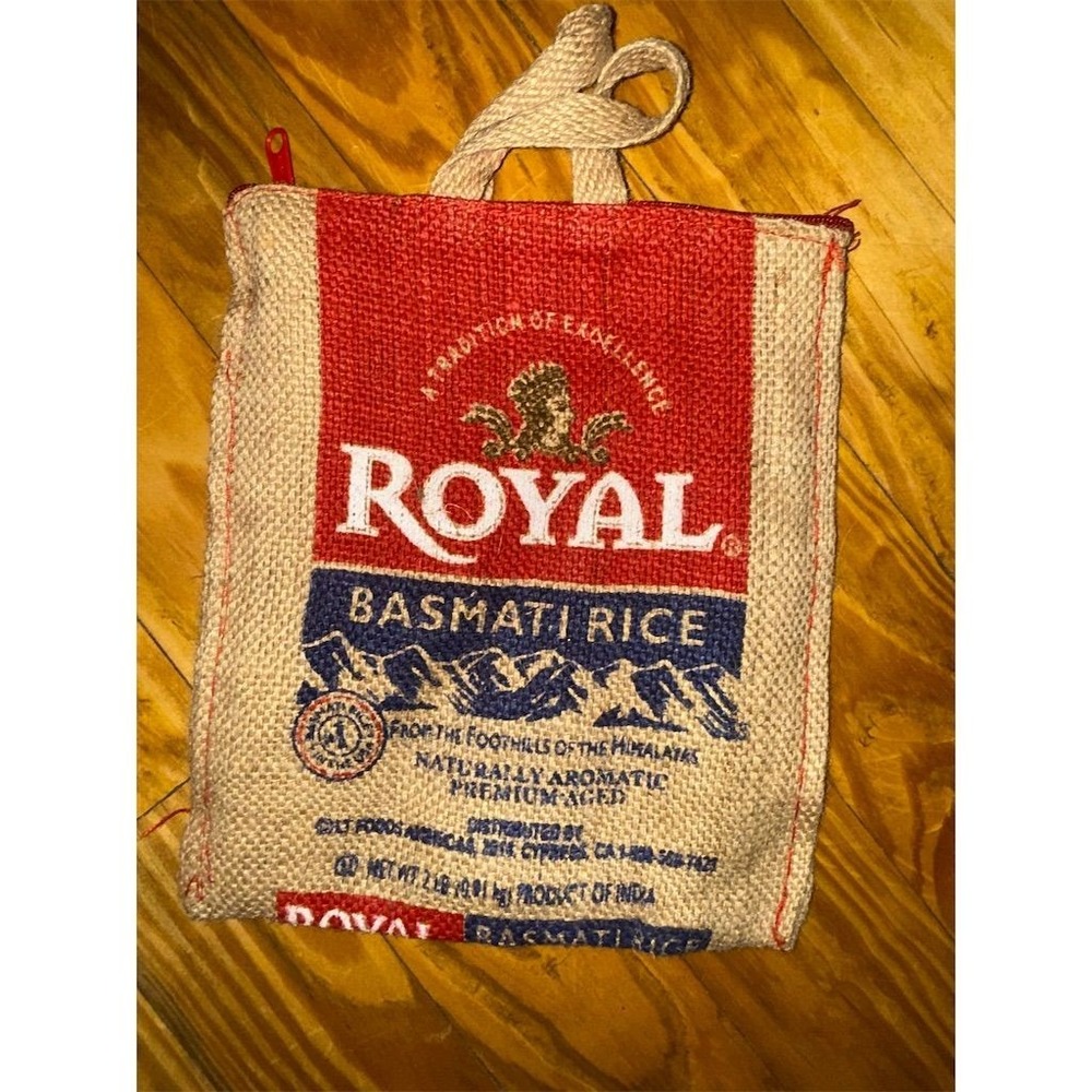 Royal‎ Basmati Rice Burlap Handbag with Handles & Zipper USDA Organic Fun Purse